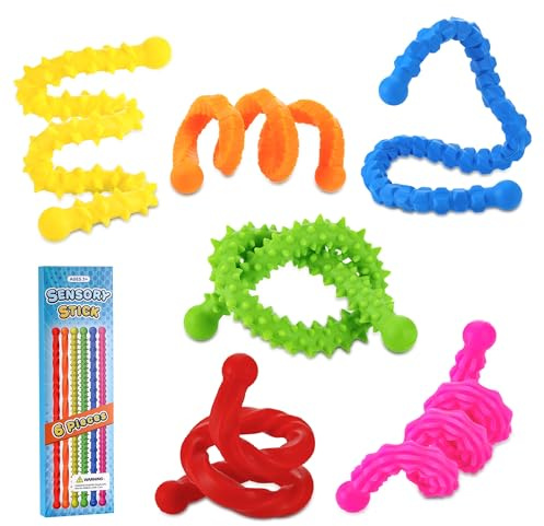 TranRantic 6 Pezzi Fidget Toys Antistress Bastoncini Sensoriali per Bambini e Adulti, Giocattoli Sensoriali con Texture, Giochi Antistress Morbido e Silenzioso da Aula/Viaggio per l'autismo, ADHD
