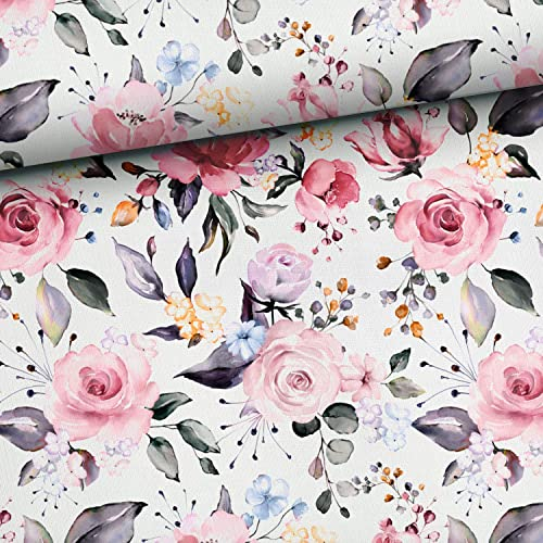 Herz Stoffe –sterreich 1m Baumwollstoff mit Rosen auf Weiß Nicht Meterware Rosentraum