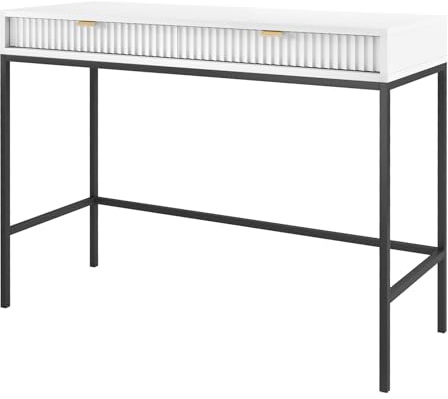 Selsey VELLORE - Table Console/Console Extensible/Coiffeuse - Blanc avec Pieds Noires