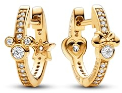 Pandora Disney Mickey and Minnie 14k gold-plated hoop earrings with clear cubic zirconia