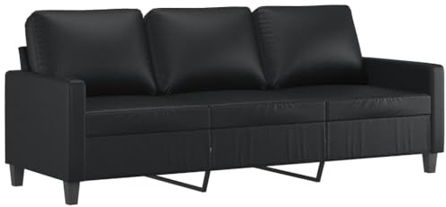 vidaXL Divano a 3 Posti Nero 180 cm in Similpelle