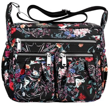 FAVORTALK Grands sacs à bandoulière pour femmes imperméables - Sacs à main multi-poches légers en nylon Sac messager pour dames pour le travail, les voyages, sac à main usage quotidien, 28*22*8cm