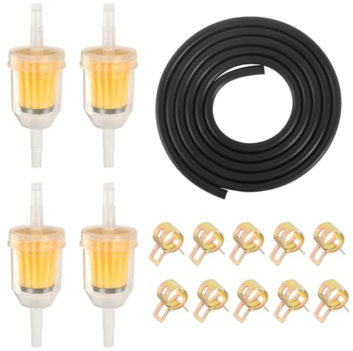 Benzinschlauch Kit, Motorrad Gas Kraftstofffilter inkl 4 6mm Benzinfilter 2m Benzinschlauch 10 Schlauchschellen, Benzin Kraftstofffilter Inline Kraftstofffilter Kit für Auto Motorrad