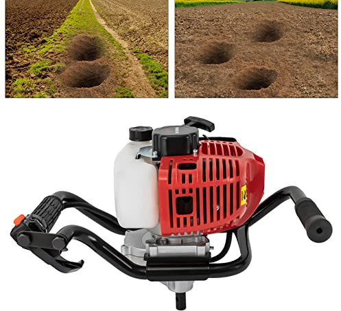 Tarière à essence à 2 temps 52 cc 6500 tr/min avec poignée monocylindre pour surfaces de sol (sans perçage)