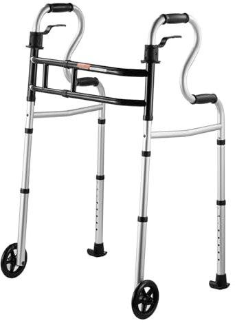 VEVOR Rollator mit Rädern, zusammenklappbar, vielseitiges 3-in-1-Design, Höhe und Breite verstellbar, leichter Aluminiumrahmen | Vorderräder für verbesserte Mobilität