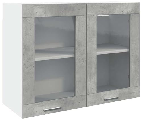 vidaXL Hängeglasschrank Lyon Betongrau 80x31x60 cm