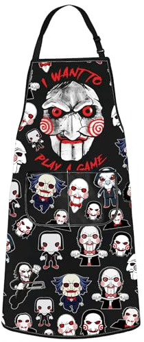 WZMPA Jigsaw Killer Kitchen Apron Jigsaw Killer Fans Gift I Want To Play Game Jigsaw Killer Grilling Apron Jigsaw Merchandise, Play a Game Ap