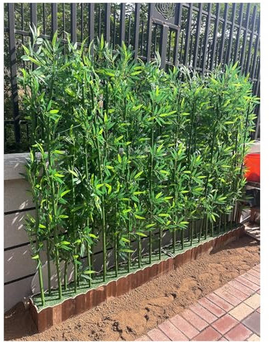 Bambu Artificial Pared grande de bambú artificial 1 1.2 1.5 1.8 2 m, Patio de imitación de bambú hojas de privacidad valla, Plantas de plástico de imitación al aire libre paisaje verde(100cm/3.3ft,L11