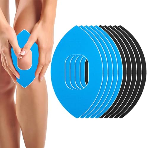 ZHITENG 10 stycken kinesiologiska band, elastisk precut kinesiotape andningsbar kinesiologitejp vattentät sport spreading, för knä lindring muskelsmärta (svart blå)
