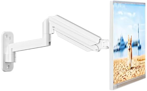 suptek Monitor Wandhalterung für 13-32 Zoll LED/LCD/TV Bildschirm bis 9 kg, Monitor Halterung mit voller einstellbaren Gasfeder, Höhenverstellbar, Neigbar Schwenkbar und Drehbar, VESA 75/100, Weiß