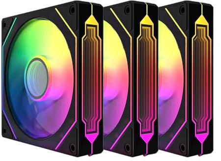 TZMRIT Prism 4 Pro RGB Fan 120 mm Black, 5 V 3PIN Motherboard Synchronisable 4-Pin Mirror PWM ARGB PC Case Fan (Black Reverse Flow-X3)