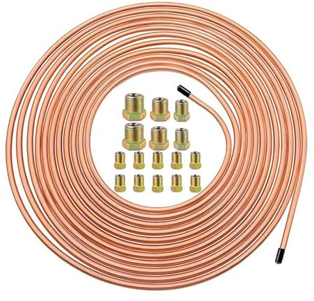 Lpoppcx Tubo de Línea de Freno 3/16, Kit De Accesorios De 7.6 Metros Con Recubrimiento De Aleación 3/16, Tubo Flexible Herramienta Reparacion Coche Para Transmision Vehiculo Casa Industrial