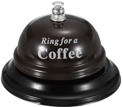 PATIKIL Campanello da scrivania, 8,4 cm, in metallo, suoneria forte e trasparente, per ristorante, hotel, giochi, aule, cene, addestramento cani (caffè, caffè)