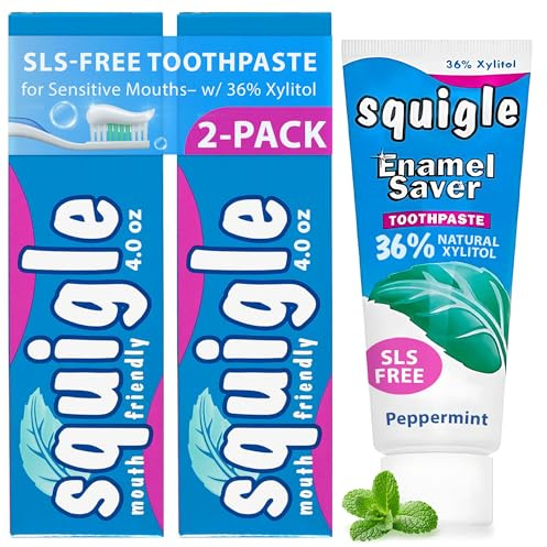 Squigle Enamel Saver Toothpaste (Canker Sore Prevention & Treatment) Prevents Cavities, Perioral Dermatitis, Bad Breath, Chapped Lips - 2 Pack