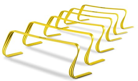 SKLZ 6X Ultra Durable Agility Hurdles - for Athletes of All Skill Levels,6pk of 6-in Tall Hurdles,Bright Yellow Color,Made of Durable, Composite Materials,Easy to Set up & Transport,Comes w/Carry Bag
