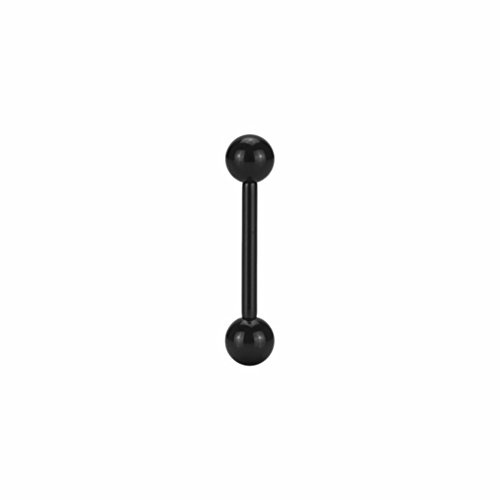 eeddoo® - Barra piercing titanio nero, 138 dimensioni (da 1 a 6,5 mm di spessore), per piercing lingua, capezzolo, orecchio, genitali, colore nero, Filetto: 1,6 mm / lunghezza: 16 mm, colore: nero, cod. 26276