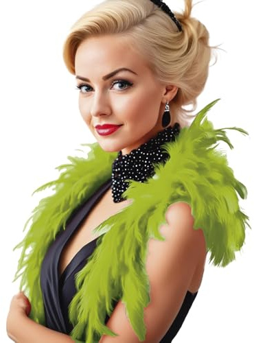 FIESTAS GUIRCA Boa Verde para Mujer, Boa Plumas 40g, Boa de Plumas 180cm