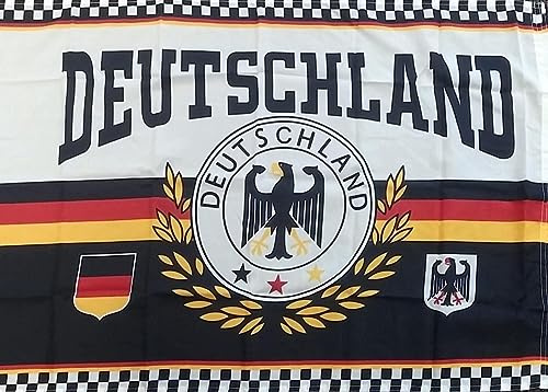 Germany Eagle Flag 5ft x 3ft with Brass Eyelets – Polyester German Flag Banner for Football Matches, Fan Zones, Home & Garden Display