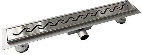 AICAIT Canaletta Scarico Doccia Canalina Scarico Doccia a Pavimento typo Wave in Acciaio Inossidabile per Box Doccia Bagno Piscina Drenaggio 90 cm