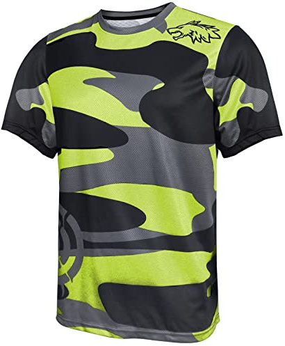 Wisdom Wolf Maglia da ciclismo MTB da uomo, a maniche corte, leggera, traspirante, per sport, palestra