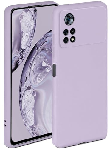 ONEFLOW Mjukt fodral kompatibelt med Xiaomi Poco X4 Pro 5G, silikonskal, upphöjd kant för skärmskydd, två lager, mjukt mobiltelefonfodral – matt syren