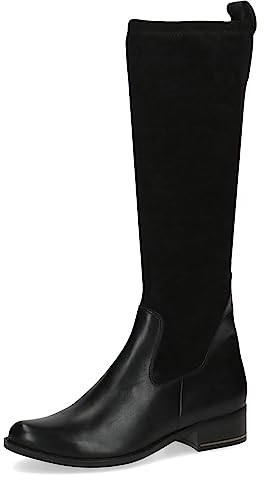 CAPRICE Damen Hohe Stiefel mit Absatz Runde Spitze Blockabsatz, Schwarz (Black Comb), 39 EU