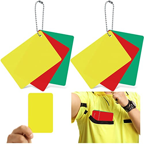 Qunclay 2 Sets Referee Penalty Cards Football Referee Card Sets Soccer Warning Ejection Delay Green Red and Yellow Cards for Sports Game Officials Kit
