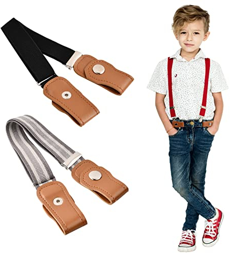 Joyan 2 Stück Elastischer Gürtel kinder, Schnallenfreier Gürtel für Jungen Mädchen, Einstellbar Gürtel Kinder Ohne Schnalle für Jeans Hosen Kleid (C)