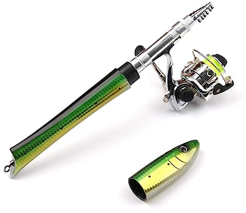PiscatorZone Pen Fishing Pole 55 Inch Mini Pocket Fishing Rod Travel Fishing Rod Set for Ice Fly Fishing Sea Saltwater Freshwater