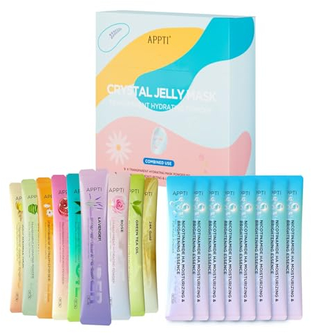 APPTI Peel Off Gelee Gesichtsmaske, Feuchtigkeitsspendes Gesichtsmaske Pulver, Hyaluronsäure Essenz Gesichtsmaske, DIY Hautpflege SPA Masken Set (18 Stück)