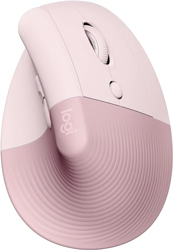 Logitech Lift - Ratón ergonómico Vertical, inalámbrico, Bluetooth o Receptor USB Logi Bolt, clics silenciosos, PC, Color Rosa
