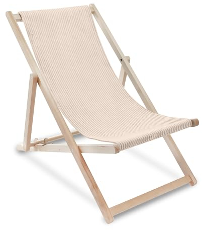 DreamRoots Liegestuhl Holz Klappbar Cord-Gewebe aus Buchenholz, bis 130 kg belastbar, 3-Fach verstellbare Rückenlehne für Garten oder Terrasse