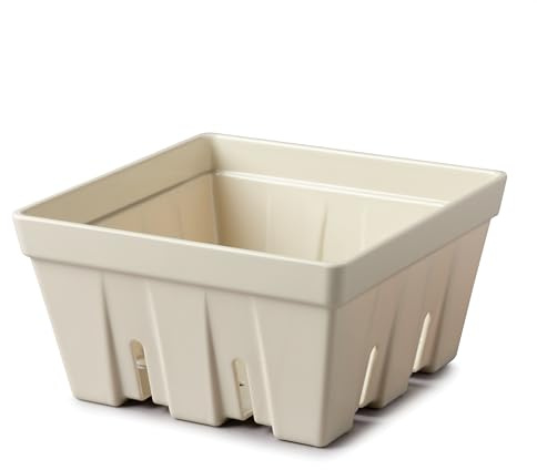 Zeal Fridge Storage Box for Fruits and Salad, Melamine Kitchen Storage Container – Wash and Serve Fruit & Salad Colander Box, Large 19cm (Cream)