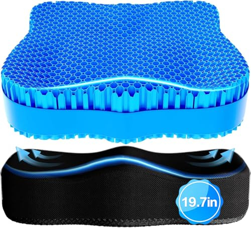 19.7in Gel Seat Cushion Ergonomic Office Chair Cushion for Long Sitting