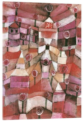 Rose garden Akrylglastavla av Paul Klee 13 x 18 cm Röd Tavlor Väggdekoration