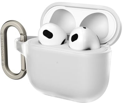RHINOSHIELD Coque avec Mousqueton Compatible avec Apple [AirPods 4] | Protection de qualité Militaire Contre Les Chocs, résistante aux Rayures, Chargement sans Fil - [Transparent, Standard Set]