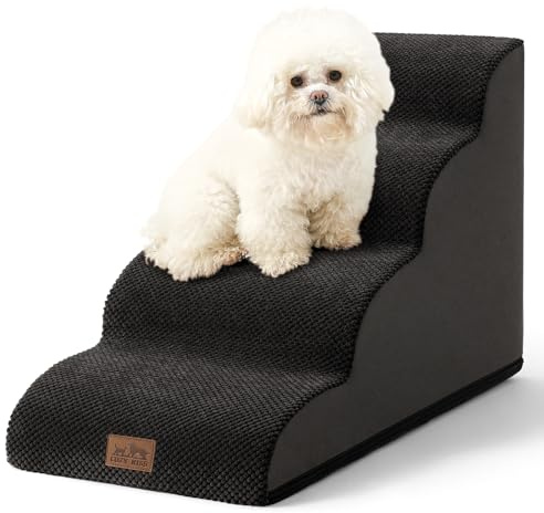 COZY KISS Scale per Cani di Piccola, Scale per Animali per Letto, Divano e Sedia, Rampa per Gatti con Rivestimento Lavabile e Fondo Antiscivolo, Leggera (Black, 40x72x50cm, 4)