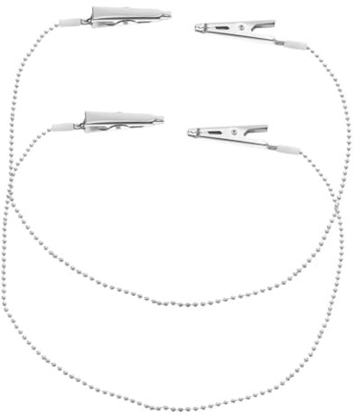 Ciieeo 2pcs Robust Stainless Steel Napkin Holder Chain Clip Napkin Neck Chain Clips for Travel Running Bib