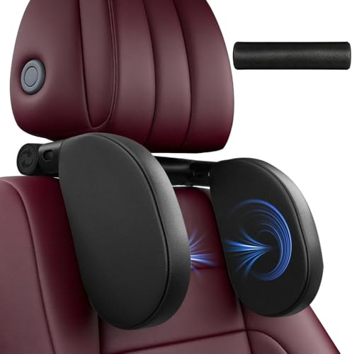 Dalephoric Poggiatesta Auto Bambini e Adulti, 360° Poggiatesta per Auto per Bambin, Regolabile Telescopico, Supporto Cervicale Auto in Memory Foam, Cuscino da Viaggio Bambini per Dormire, Nero