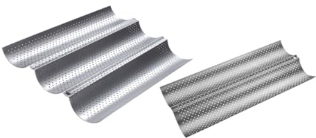 UTHCLO 2piezas Bandeja Para Hornear Ondulada Moldes Reutilizables Para Hornear Pan Francés Bandeja De Acero Inoxidable Para Tostar Pan