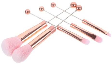 VALICLUD DIY Metal Handle Beaded Makeup Brush Set for Face Powder Blushes Portable Cosmetics Brushes Set for Eye Makeup and Travel