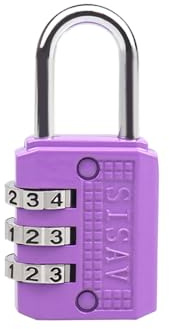 SISAV Cadenas à Combinaison à 3 Chiffres,Cadenas de Gym,Cadenas d'Extérieur,Adapté aux Casiers d'École,aux Boîtes à Outils,aux Sacs à Dos de Voyage,avec Loquet (Violet,1 Pièces)