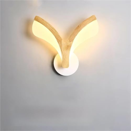 Lámpara de Pared LED de Madera con Base de Metal Blanco para Dormitorio, Aplique de Pared acrílico, luminaria de Noche, iluminación Interior para habitación de Invitados, contemporánea.