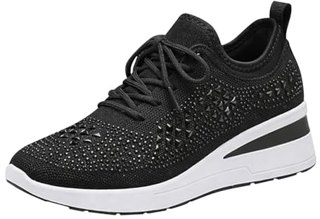 Sommarskor damsandaler kilklack – platåskor damer sommar stängda, sneakers strass fritidsskor halkfria halvskor bekväma sportskor snörning sneakers mode promenadskor