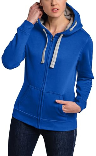 HRM Veste à Capuche pour Femmes, Bleu Royal, Taille S I Hoddie Premium Femme avec Doublure Contrastée I Sweat à Capuche Basique à Fermeture éclair I Hauts Femmes Haut de Gamme et Durables