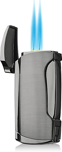 Accendino a doppia fiamma, in nichel nero