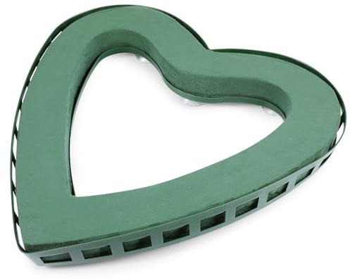 Heart Shaped Floral Foam Cage with Suction Cups, Large Wet Flower Mud Base for Fresh Artificial Plant Arrangements, Wet Floral Foam Heart Shape Wreath for Wedding Car Decor Centerpiece Supplies