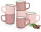 Kaffee-Tassen 6er Set in Emailleoptik pink, rosa - spülmaschinenfeste 330ml Porzellan Kaffeebecher für Cappuccino, Kaffee - Außergewöhnliche Tee-Tassen als schönes Geschenk