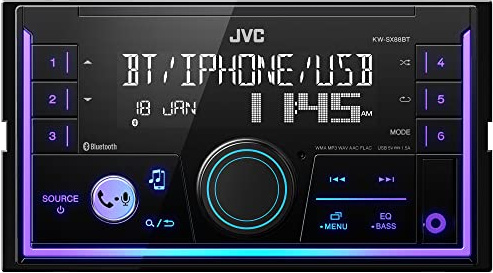 JVC KW-SX88BT Bluetooth Double Din Digital Media Car Stereo with Shallow Chassis, Variable Color Dsplay, Front USB and Aux, Powerful Amplifier, AM/FM Radio, Perfect OEM Replacement for Your Vehicle