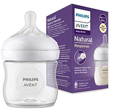 Philips Avent Natural Response Baby Bottle - 125ml Baby Milk Bottle for Newborns and Up, BPA Free, 0+ Months (Model SCY900/01)